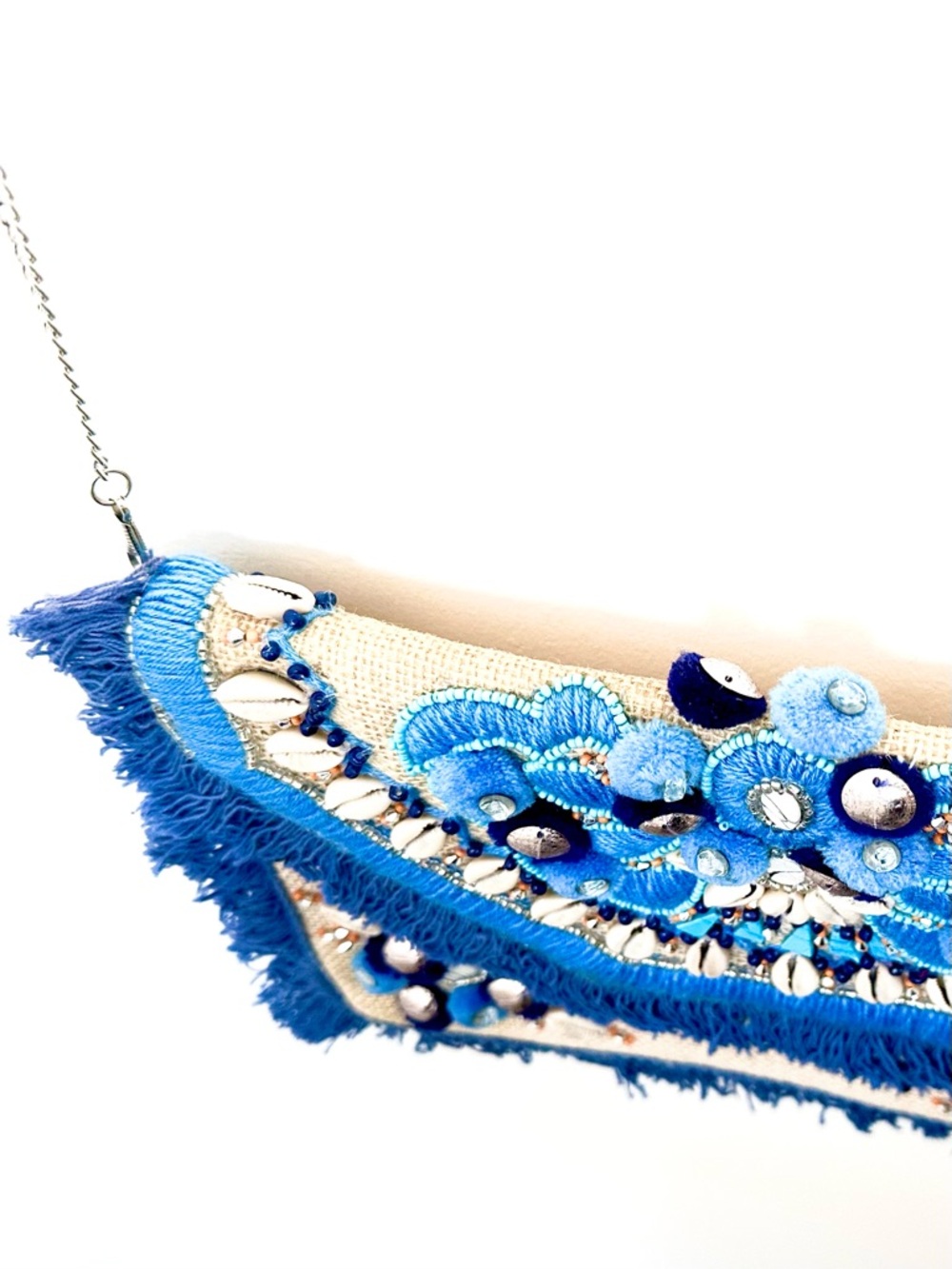 Ranee’s Miami Jute Clutch-Crossbody with Puka Shells, Fringe and Beads - Picture 9 of 11